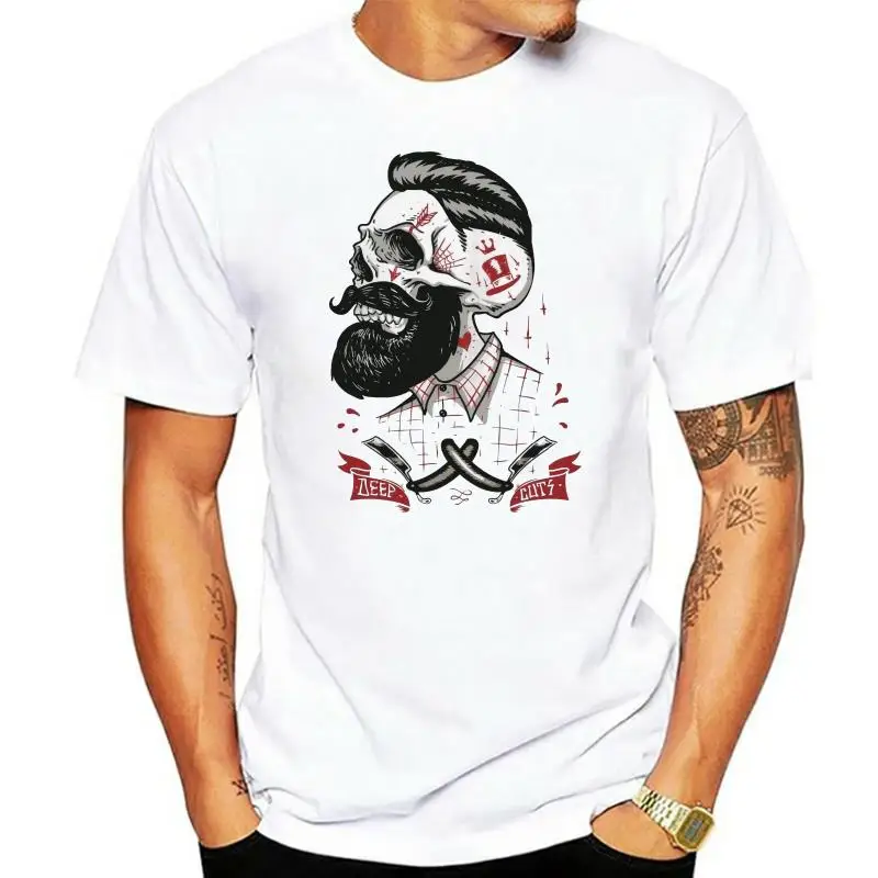 

New Fashion T Shirt Cotton T Shirts Crew Neck Short Sleeve Printing Barber Shop Barbers Tattoo Beard T Shirts For Men