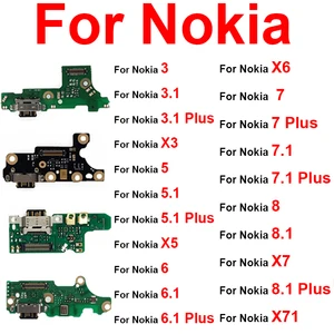 Зарядная плата с микрофоном и USB-разъемом для Nokia 3,1 5,1 6,1 7 7,1 8,1 Plus 3 5 6 8 8,1 X3 X5 X6 X7 X71 2017, детали Usb-разъема для зарядки
