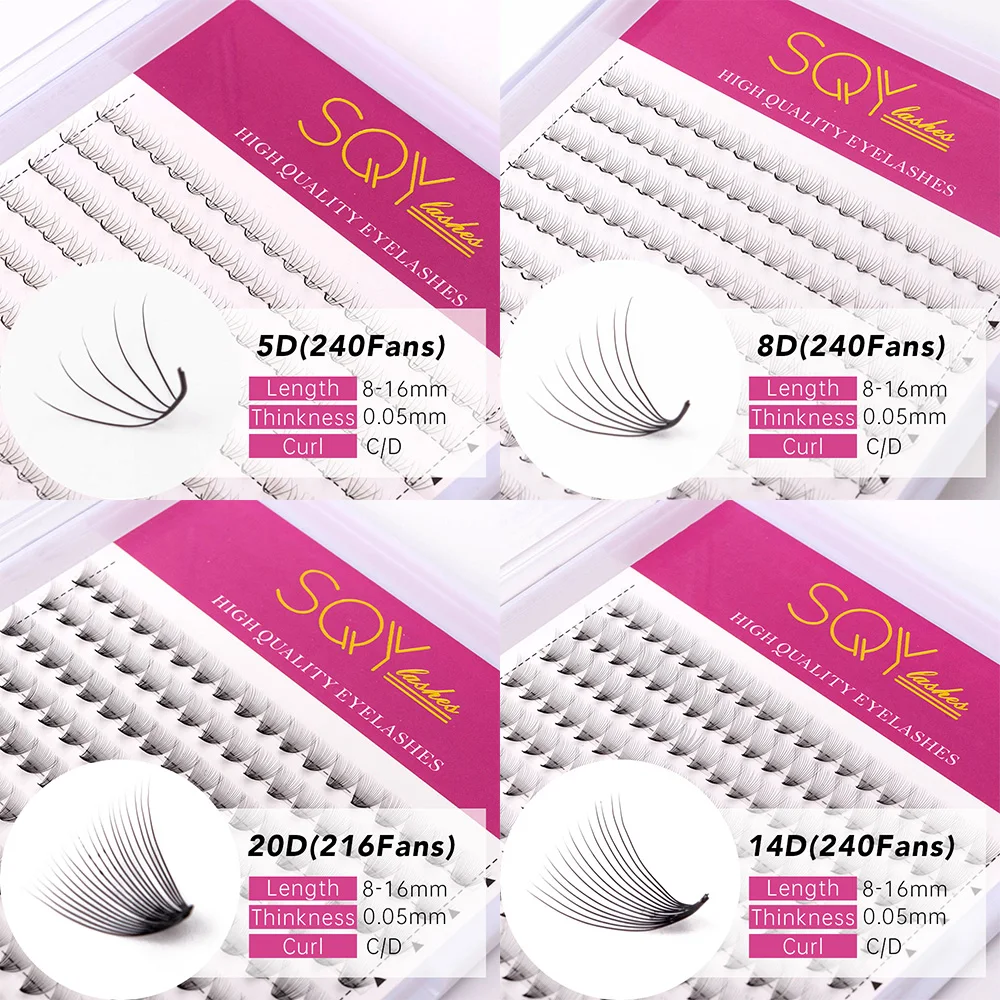 Готовые накладные ресницы Yiernuo 5D/6D/8D/14D/16D/20D, накладные ресницы из искусственной норки, русский объем