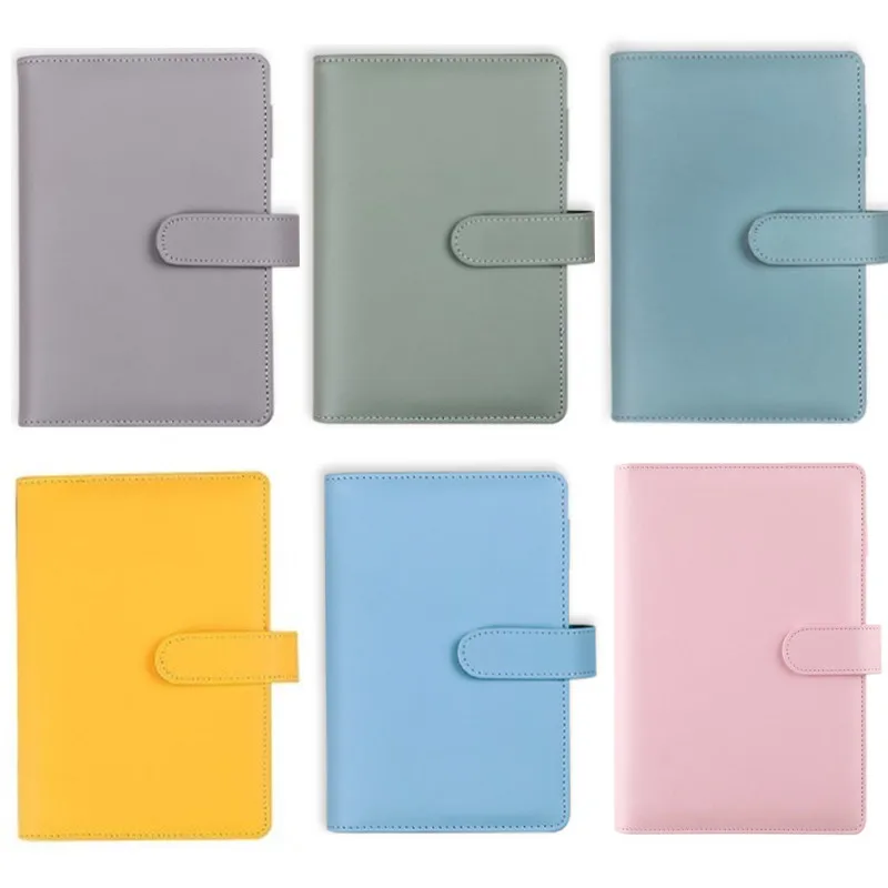 

NEW Macaroon Color A6 PU Leather DIY Binder Notebook Cover Diary Agenda Planner Paper Cover School Stationery