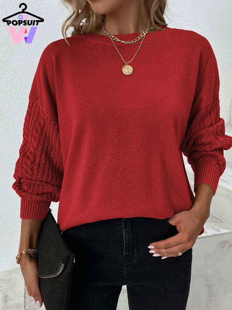 

New In Autumn Winter Women Pullover Fashion Casual Loose Tops O-neck Lantern Sleeve Soft Warm Knitted Sweater Women Clothes