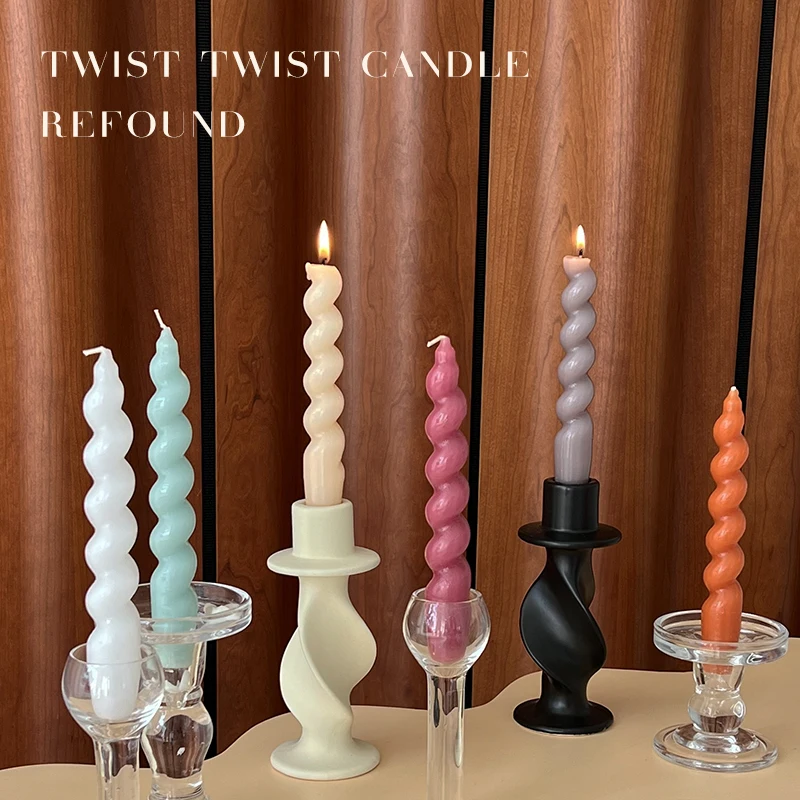 

Spiral Taper Candles Set of 2 Handmade Twisted Long Candle 7.5'' Colored Unscented Candles Home Decor for Christmas Dinner Party