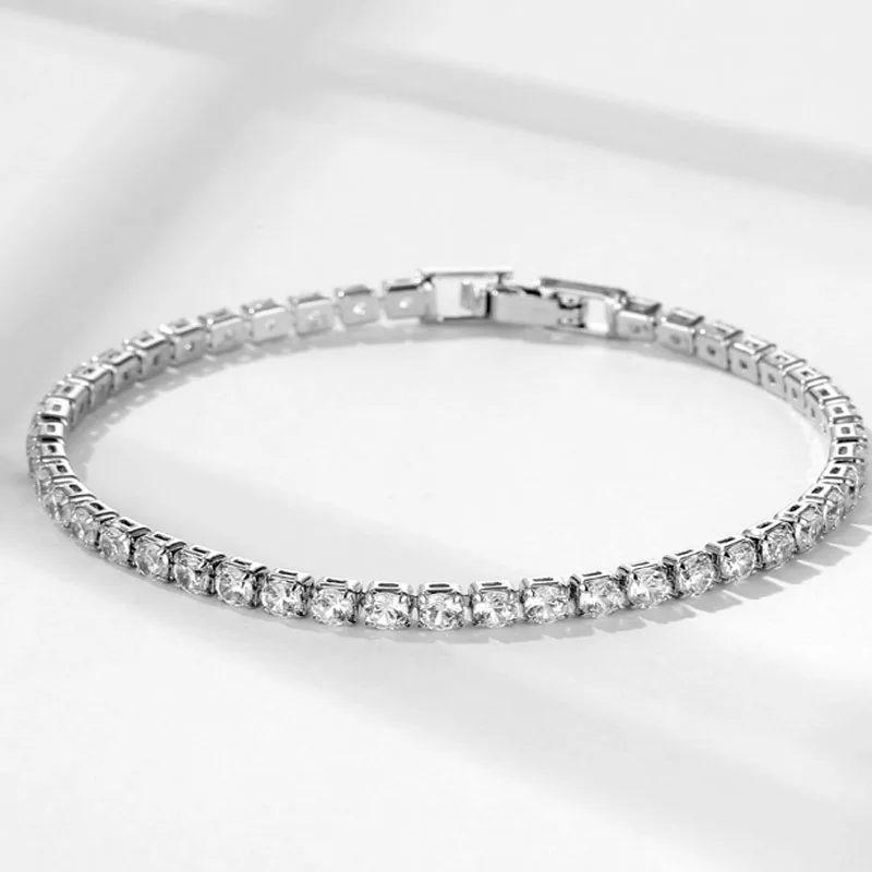 

4mm Cubic Zirconia Green Tennis Bracelet Chain Bracelet Ladies Men's Jewelry CZ Chain Diamond Jewelry 2022 New