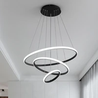modern pendant lamp led 345 rings circle ceiling chandelier black loft decor living dining room kitchen bedroom hanging lights
