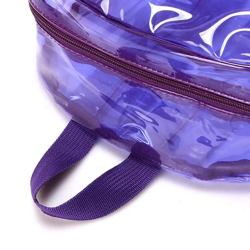 Women`s Clear Backpack Transparent PVC Backpack Waterproof Bags Student School bags - Purple