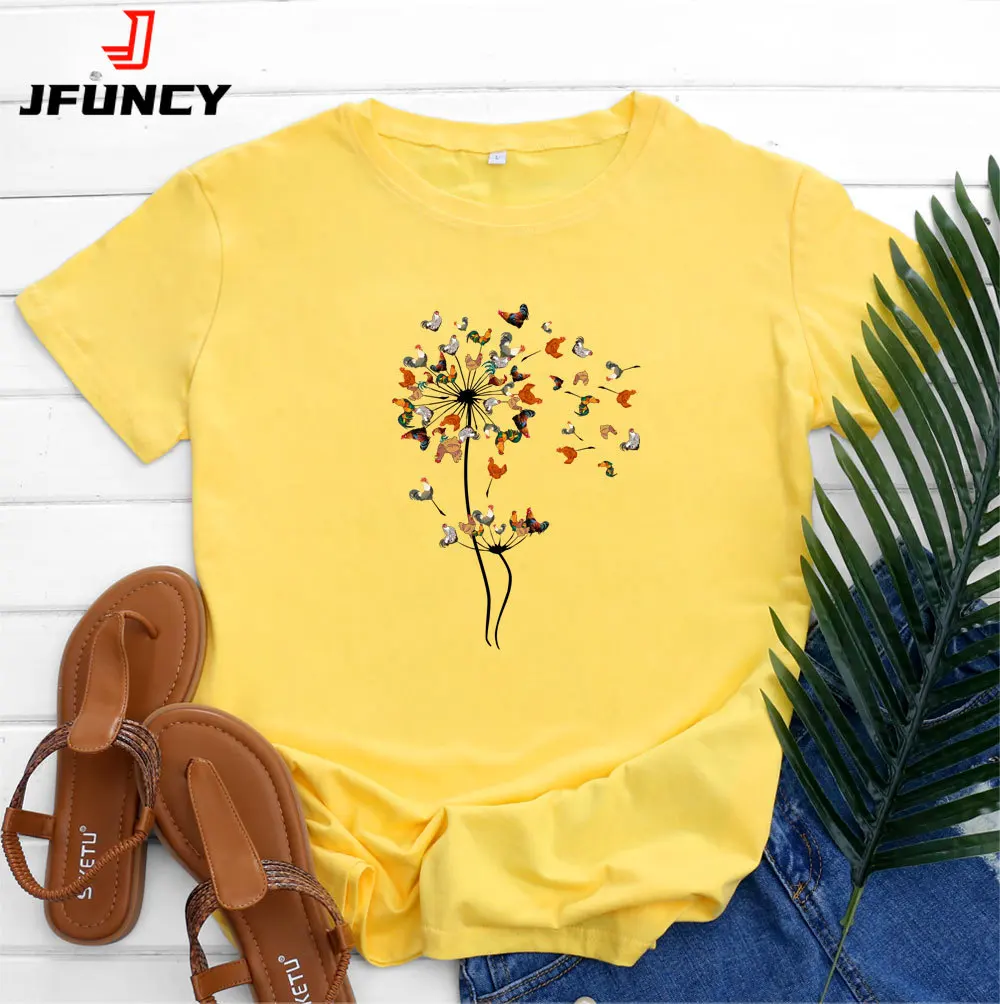 

JFUNCY Women Cotton T-shirt Female Tee Short Sleeve T-shirts for Girls Woman Fashion Basic Tops Summer Clothes Tshirt