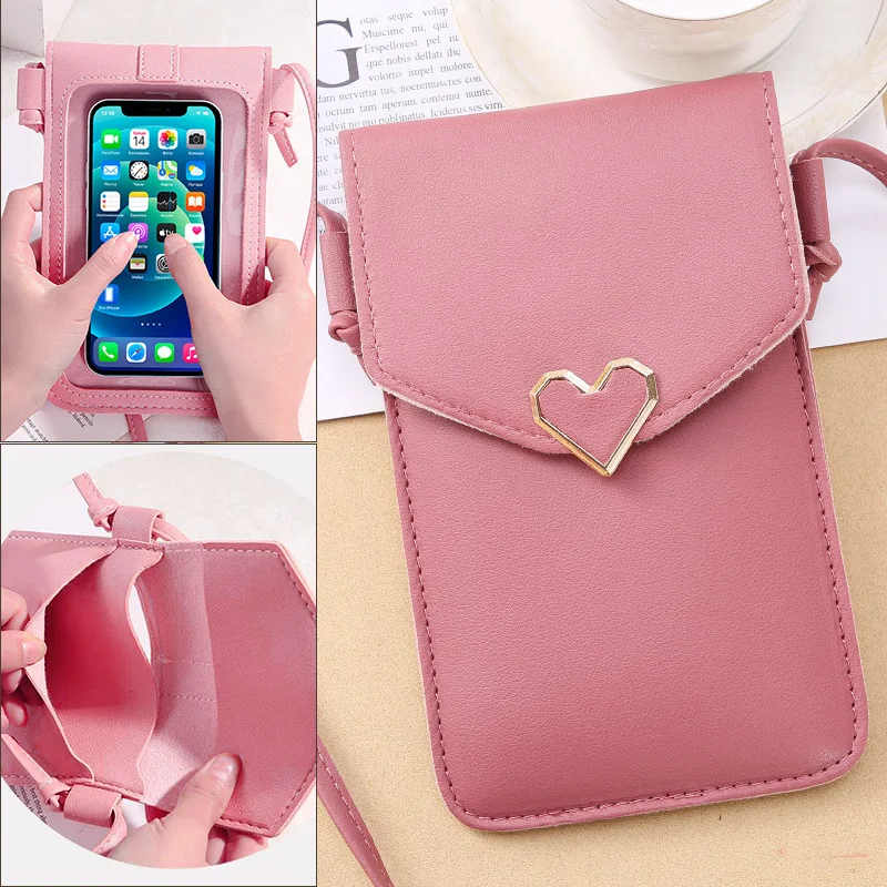 2022 Bag For Women Touch Screen Cell Phone Purse Smartphone Wallet Shoulder Strap Handbag PU Leather Casual Solid Crossbody Bags