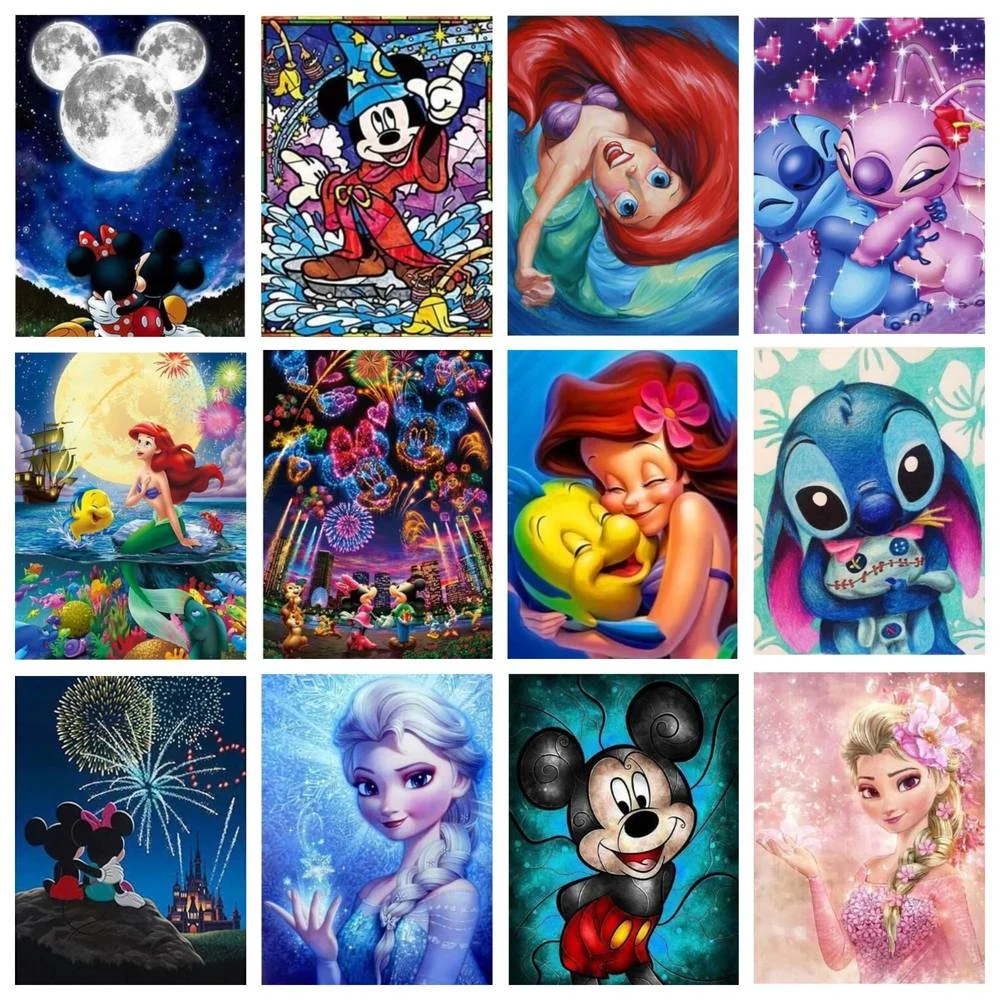 

Алмазная живопись «сделай сам» Disney 5D, мультяшный Микки Маус, Русалка, принцесса, Набор для вышивки крестиком, подарки ручной работы, украшение для стен дома
