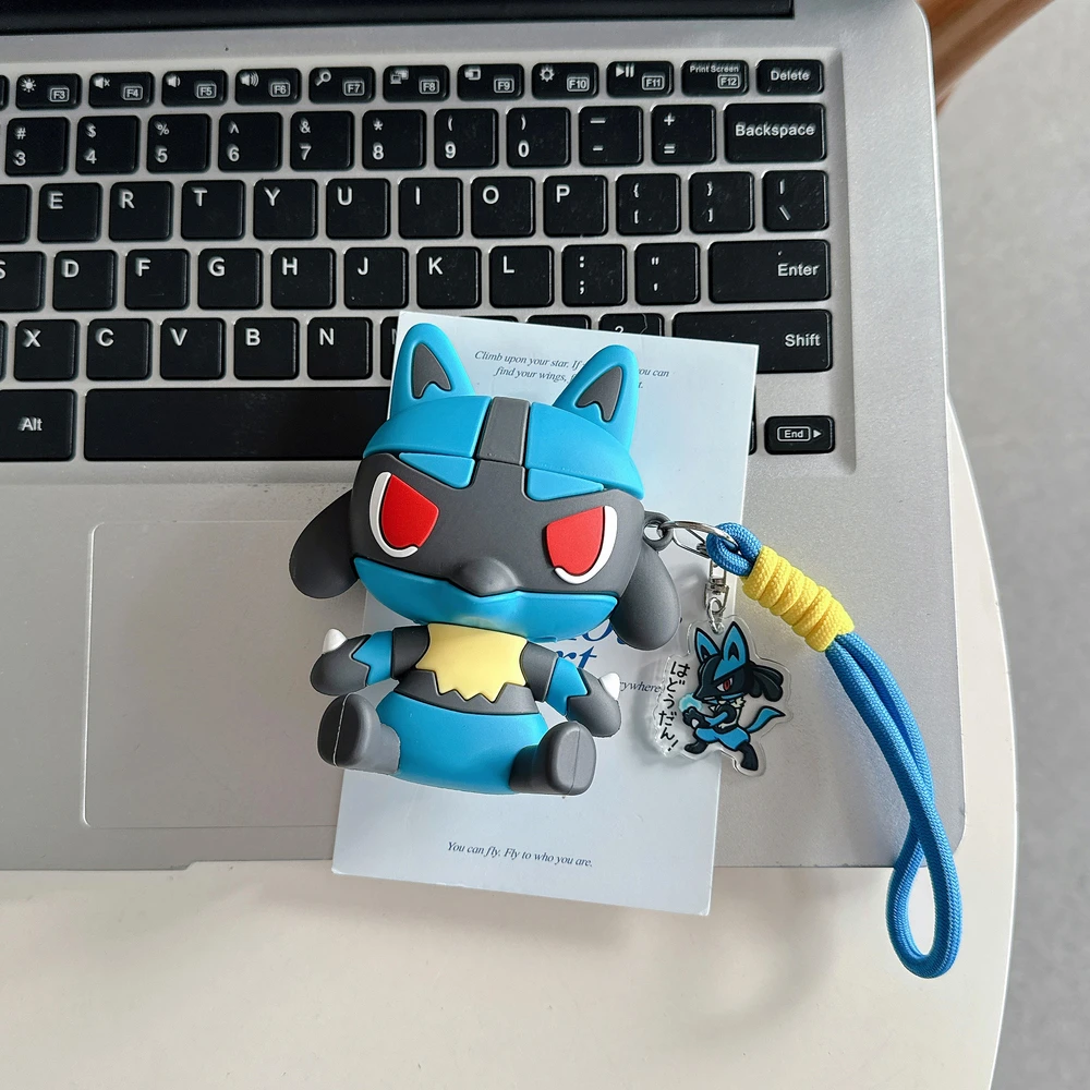 Фото Чехол для наушников 3D Pocket Monsters Pokemon Lucario Riolu для Airpods 4 2 3 Pro 3 2, защитный чехол для беспроводной Bluetooth-гарнитуры №4