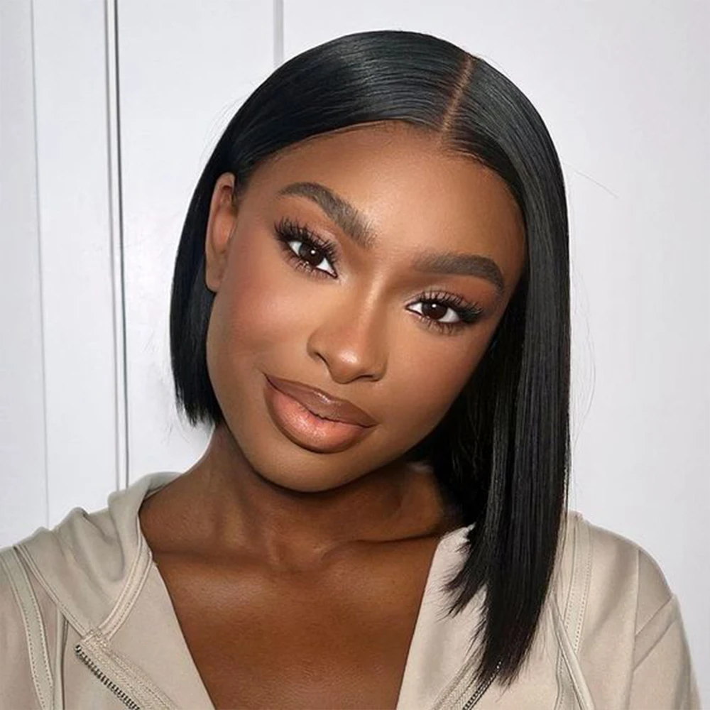 13X4 парик Боб прямой на сетке спереди парики из человеческих волос для женщин HD