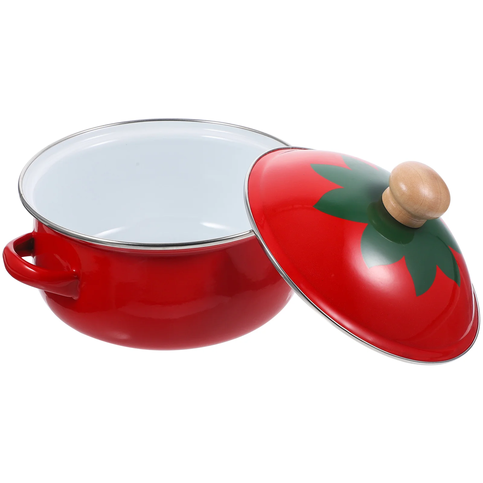 

Pot Cooking Stew Handle Stock Soup Delicate Retro Wear Household Double Two Vintage Portable Enamel Skillet Iron Cast Enameled