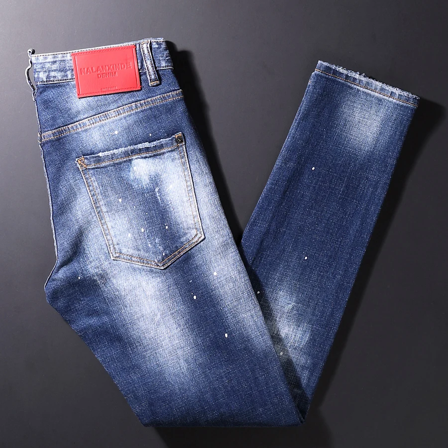 

Джинсы Pria, модная уличная одежда Celana Denim, хип-хоп, Merek Perancang, Tambalan Pria, джинсы, sobeк Pas перьюнь, эластис Абу-Абу ретро