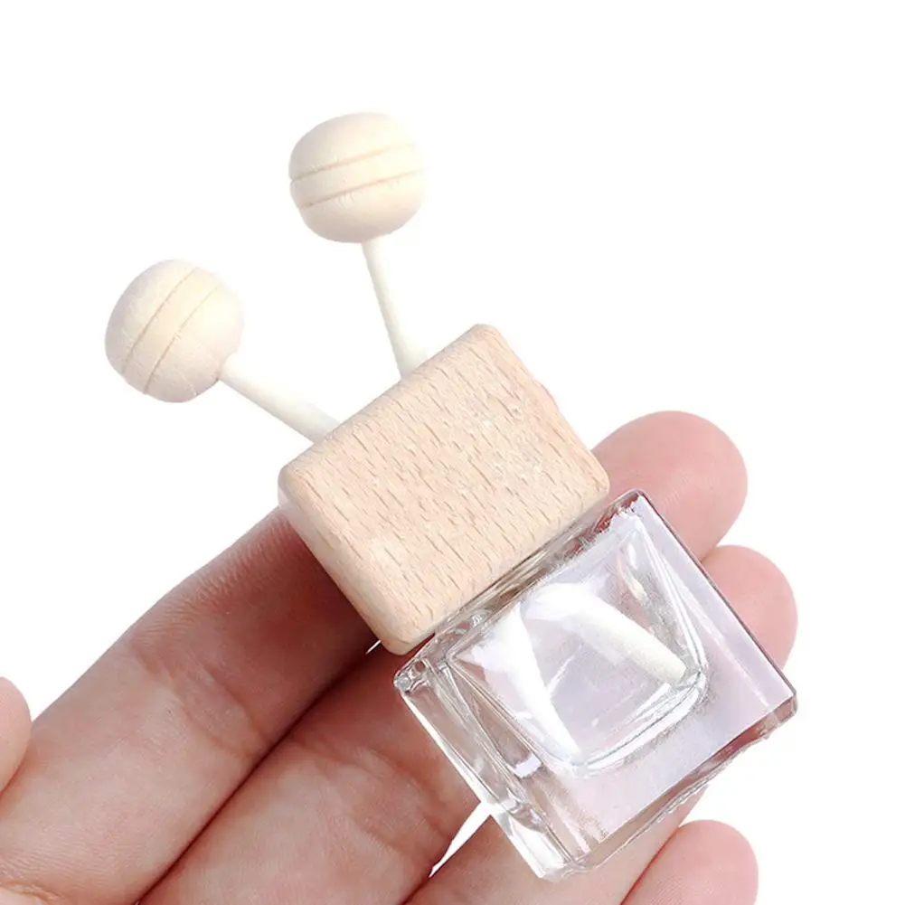 100Pcs 8ml Clear Glass Car Air Freshener Perfume Clip Diffuser Empty Essential Oil Vials Bottles Vent Outlet With Wooden Cap | Красота и