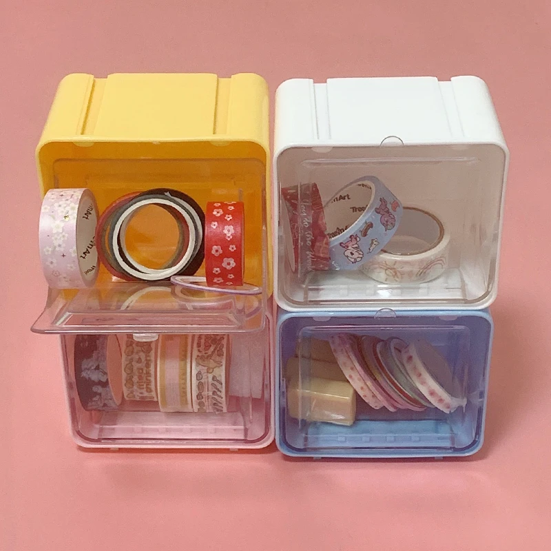 

Миниатюрный органайзер для ручного ввода ленты, коробка для канцелярских принадлежностей, портативная прозрачная маленькая коробка для хранения предметов