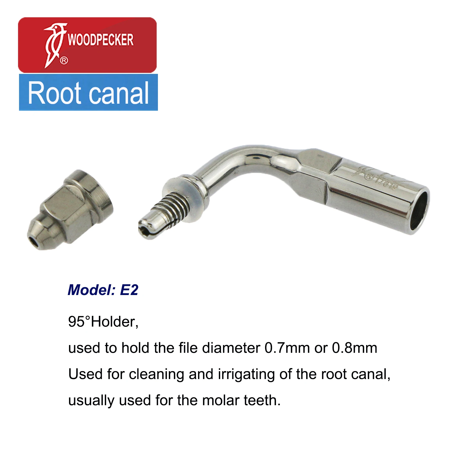 

Woodpecker E2 Dental Ultrasonic Scaler 95° Holder Endodontic Tips Root Canal Cleaning Irrigating Tip Fit UDS EMS