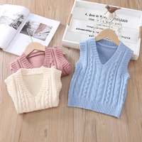 knit woolen vest baby kids boys and girls v neck sleeveless twist pullover sweater for children toddler autumn baby girl clothes