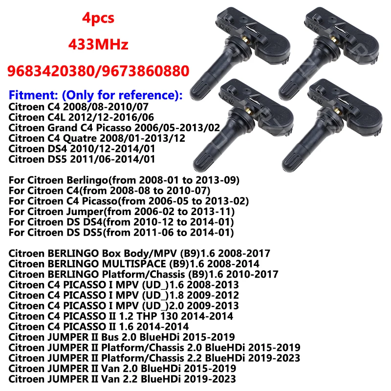 

9673860880 9683420380 Новый датчик давления в шинах для Citroen C4 Picasso DS4 DS5 Jumper II 2,0 2,2 433 МГц TPMS 4260748020 2008-2017 гг.