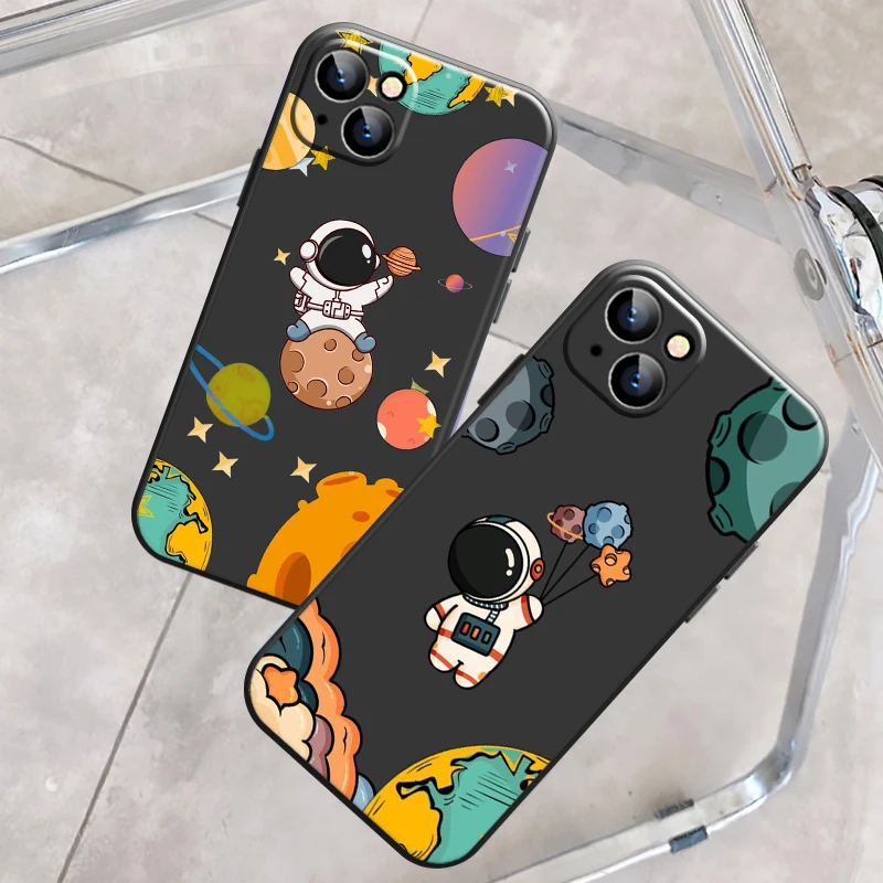 

Cute Astronaut Phone Case For Apple iPhone 13 12 11 Pro 12 13 Mini X XR XS Max SE 6 6s 7 8 Plus Soft Silicone Cover Coque Funda