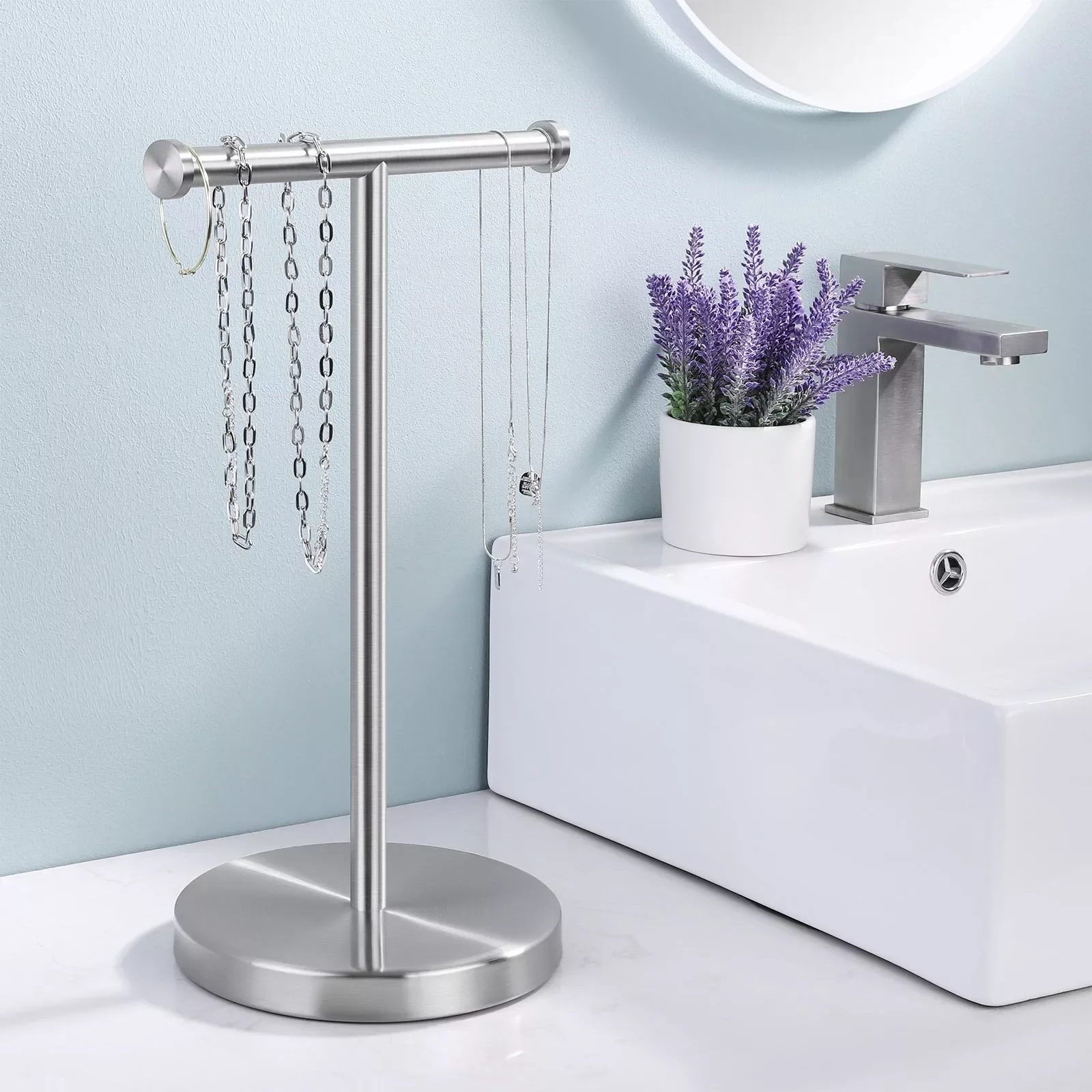 

NEW2023 T-shaped Jewelry Stand Tower Watch Earrings Ring Necklace Watch Jewelry Shelf Counter Pendant Jewelry Display Holder Sto