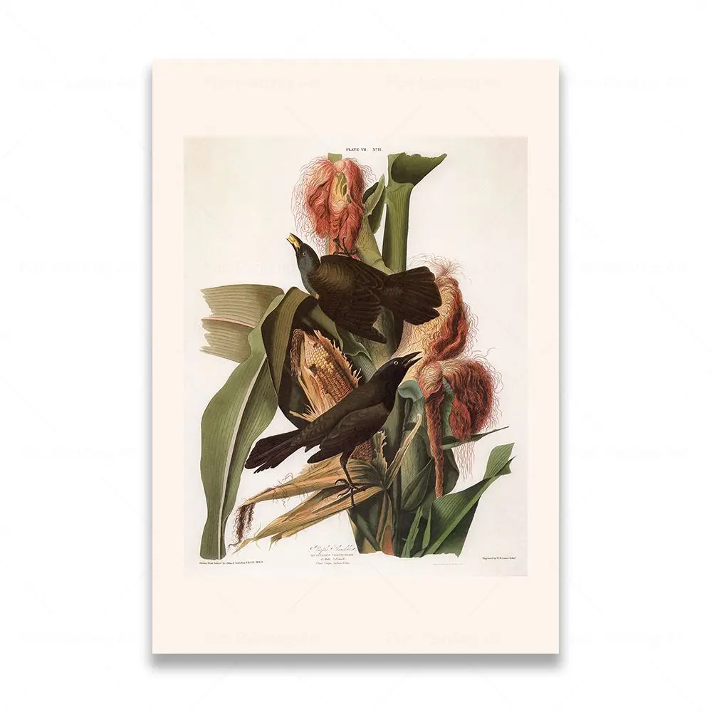 

Картина на холсте с цветами и птицами