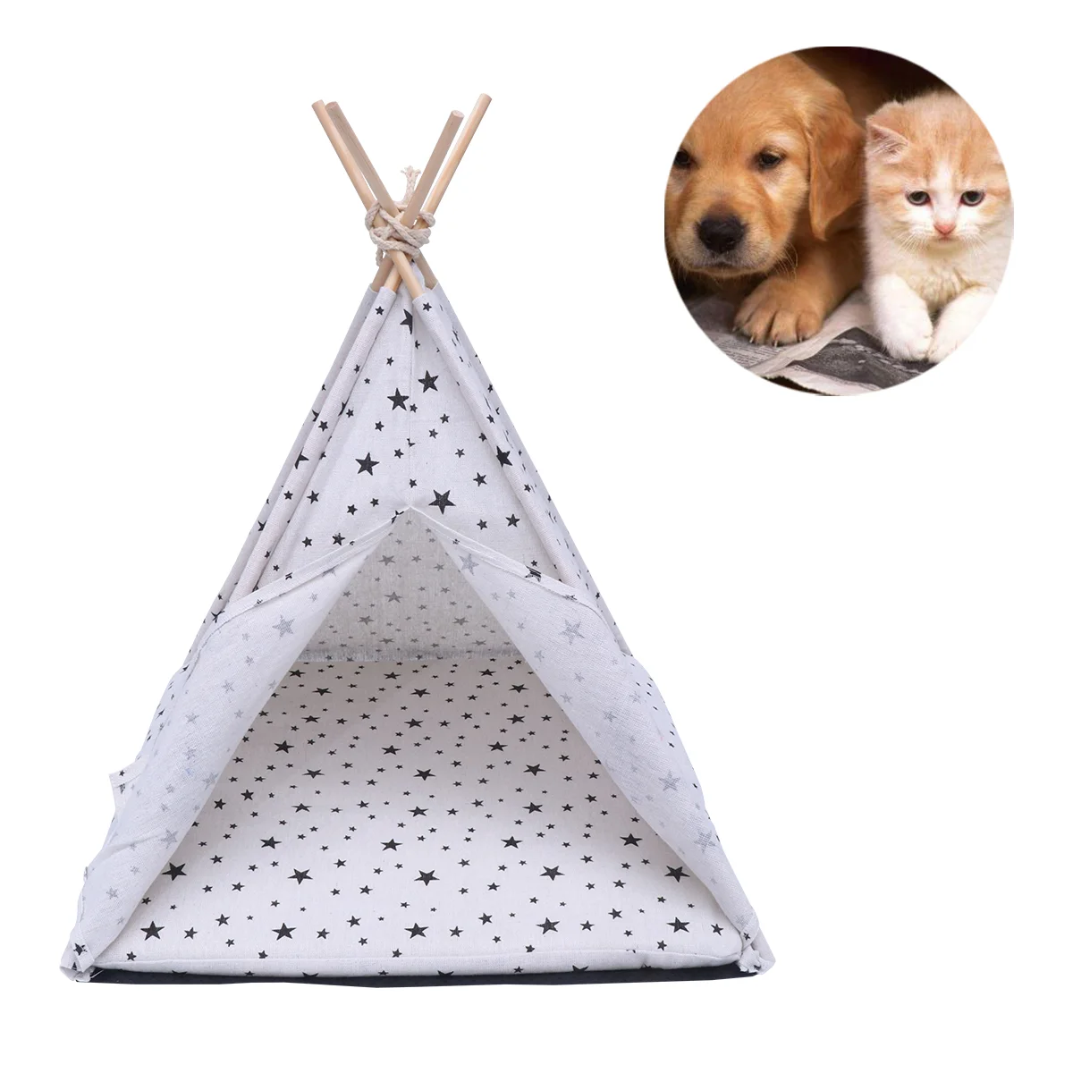 

Pet Dog Tent Bed Cat House Teepeedogs Small Outdoor Indoor Tents Portable Cage Breathable Puppy Cave Catswith Cute Outside