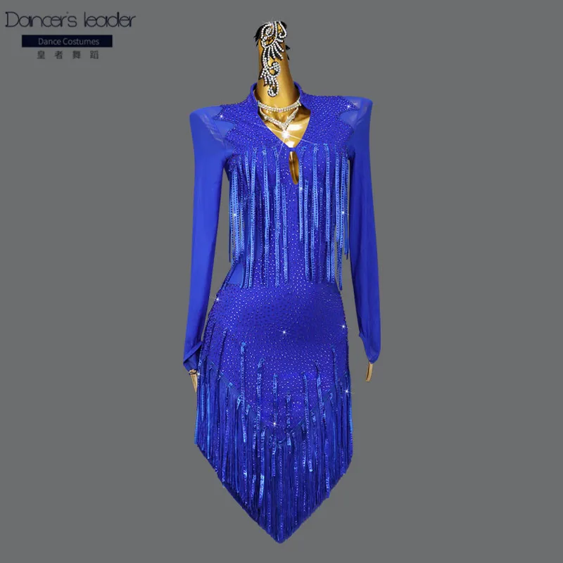 

High-end Custom Latin Dance Dress Heavy Industry Diamond Tassel Cha-cha Tango Dance Costume Adult Stage Costume