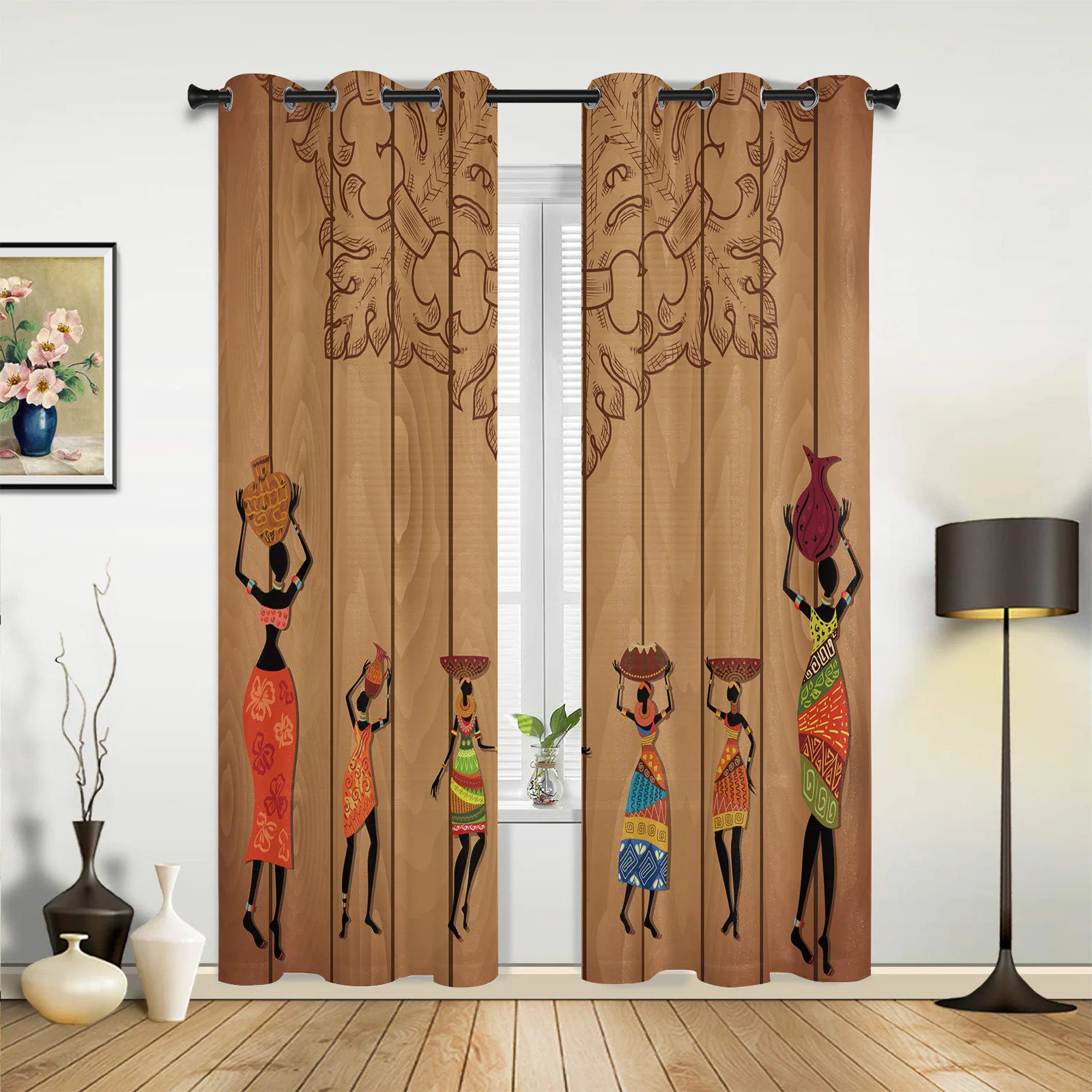 

African Women National Culture Curtains for Bedroom Living Room Drapes Kitchen Children's Room Window Curtain Modern Home Decor