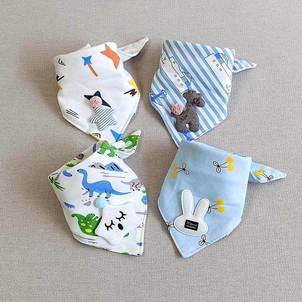 

4 Pieces Bibs For Baby Feeding Cotton Triangle Soft Teething Drooling Burp Cloth Saliva Towel Bandana Newborn Stuff Wholesale