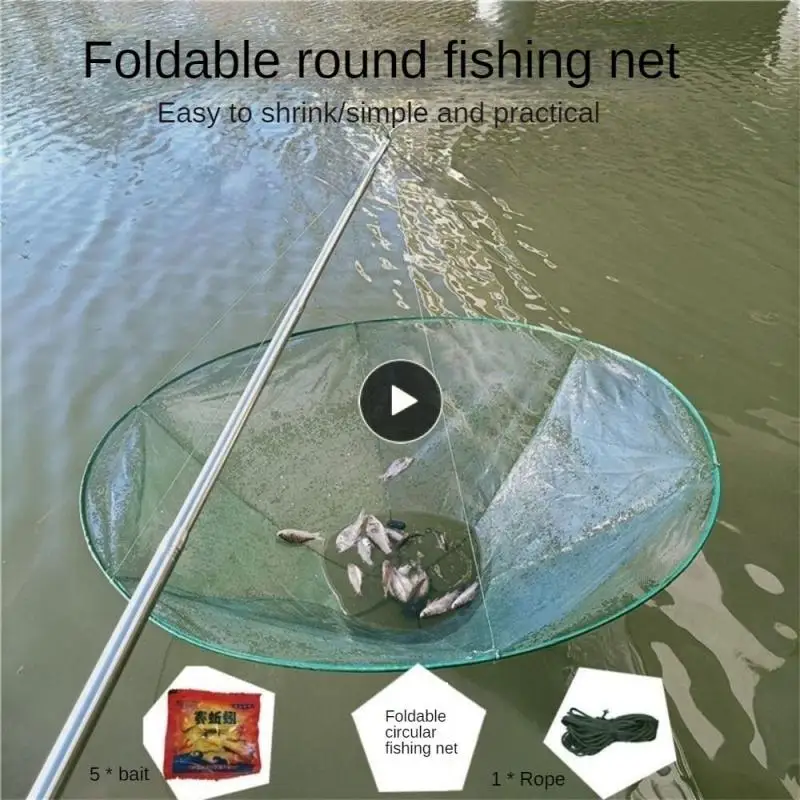 

Round Fishing Net High-quality Nylon Mesh Fishing Basket Portable Round Open Pull Fishing Cage Fishing Tools Shrimp Cage Folding