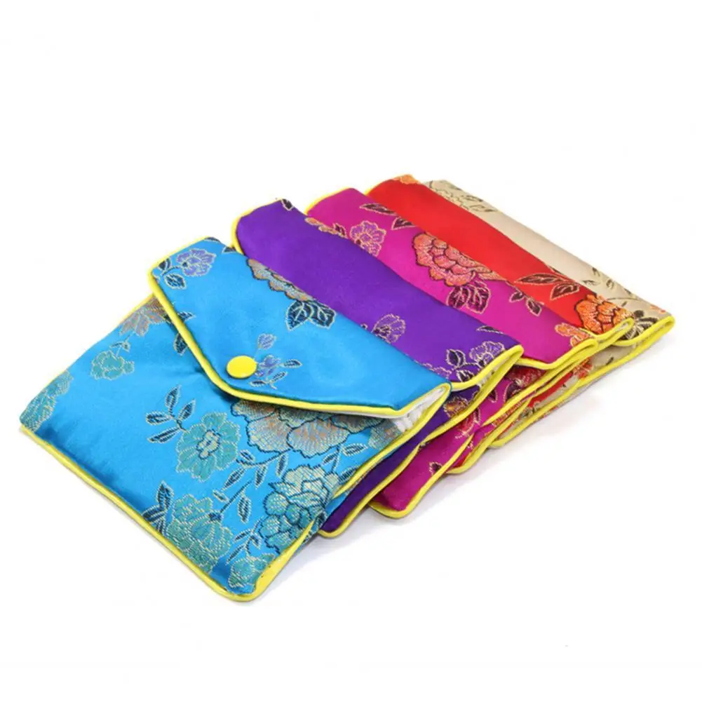 

5 Colors 2Pcs Unique Brocade Fine Texture Jewelry Pouch Fabric Jewelry Organizer Lightweight for Women