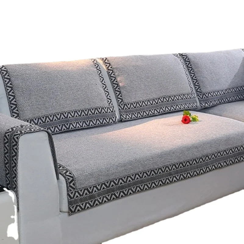 

Cotton and Linen Leather Sofa Cushion Summer Linen Non-Slip Four Seasons Universal Modern Fabric Sofa Cover Slipcover