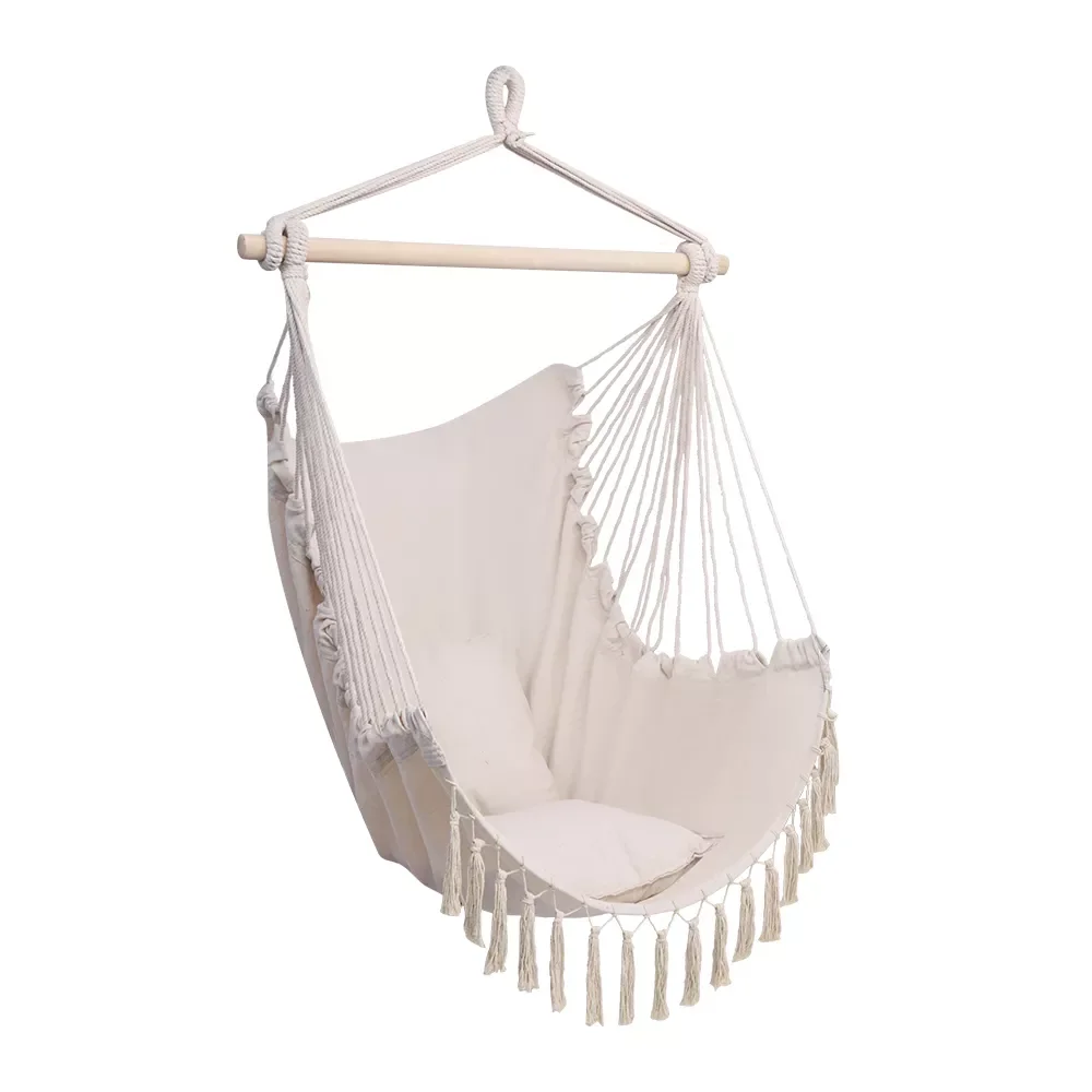 

Hiking Camping Hammock Safety Parachute Hanging Chair Swing Outdoor Person Chair Pillow Tassel Hanging Chair with Pillow