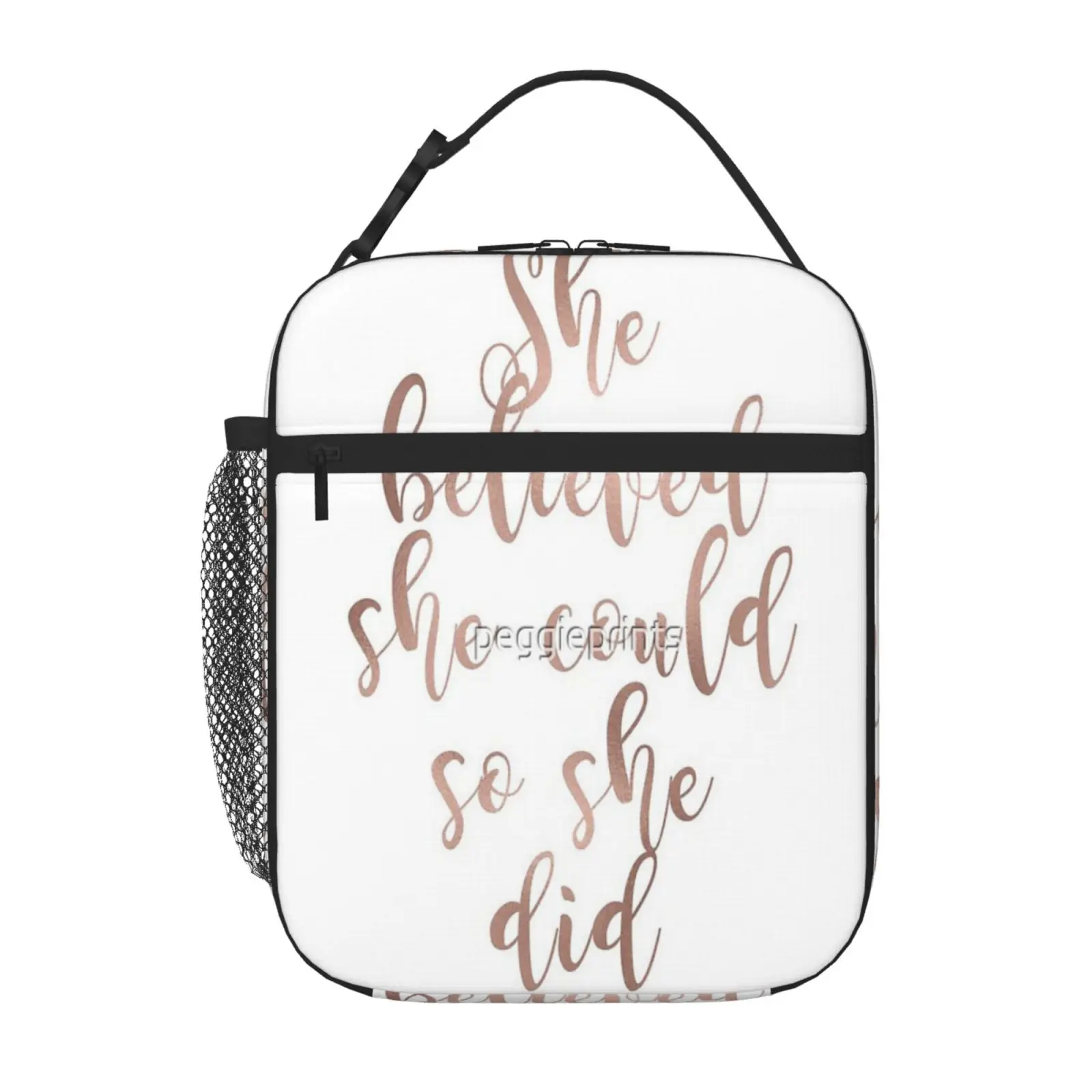 

Rose Gold She Believed She Could So She Did Lunch Bag For Kids Insulated Bag Children'S Food Bag