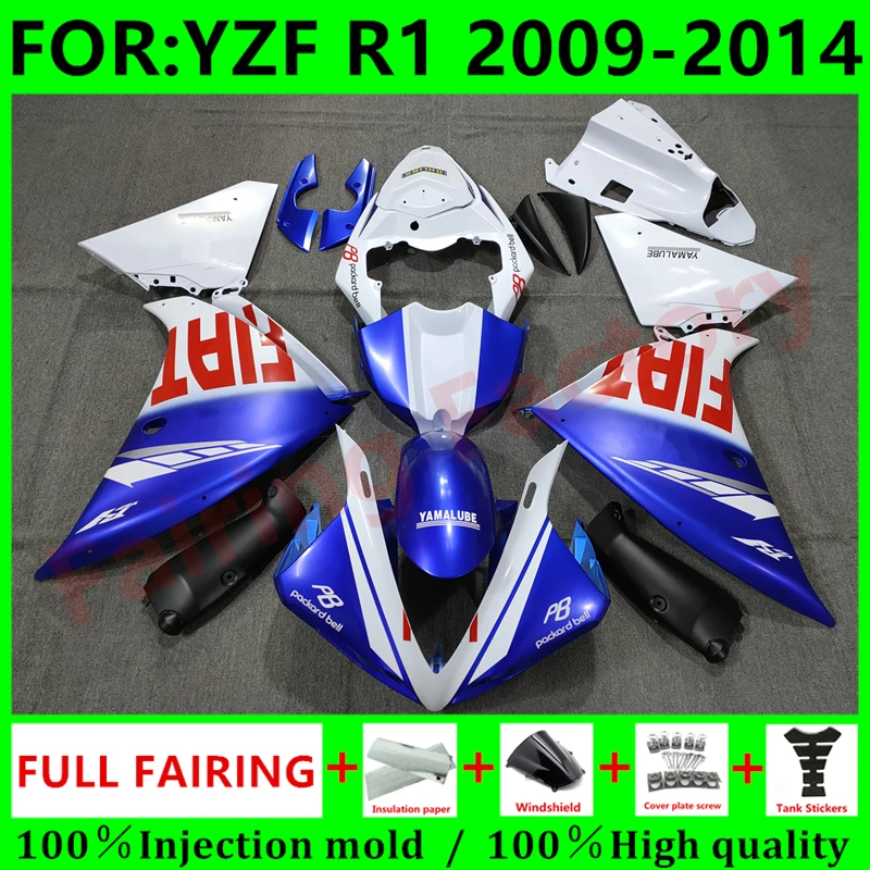 

NEW ABS Motorcycle full Fairing Kit fit For YZF R1 2009 2010 2011 2012 2013 2014 YFZ-R1 Bodywork Fairings kits set blue white