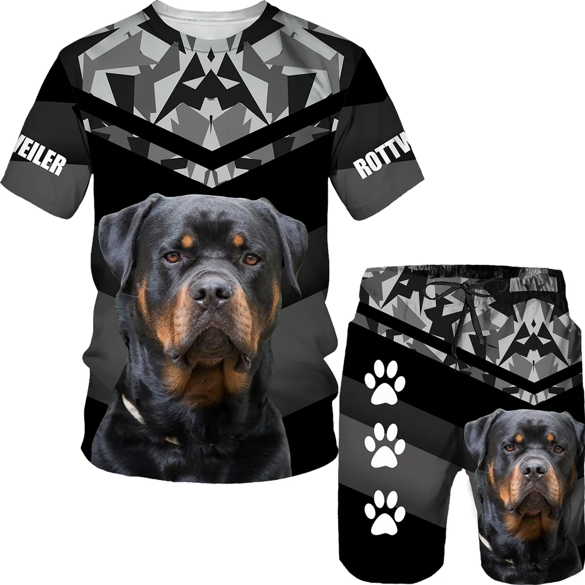 

Футболка/футболка/шорты с 3D-принтом собаки ротвейлера, комплект мужской летней спортивной одежды, повседневный мужской спортивный костюм, ...