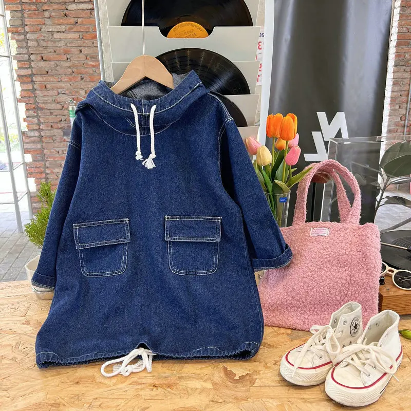 

2023 Litter Girl Autumn Denim Dress For Kids Clothes Girls Jeans A-line Dresses Children Clothing vestido niña