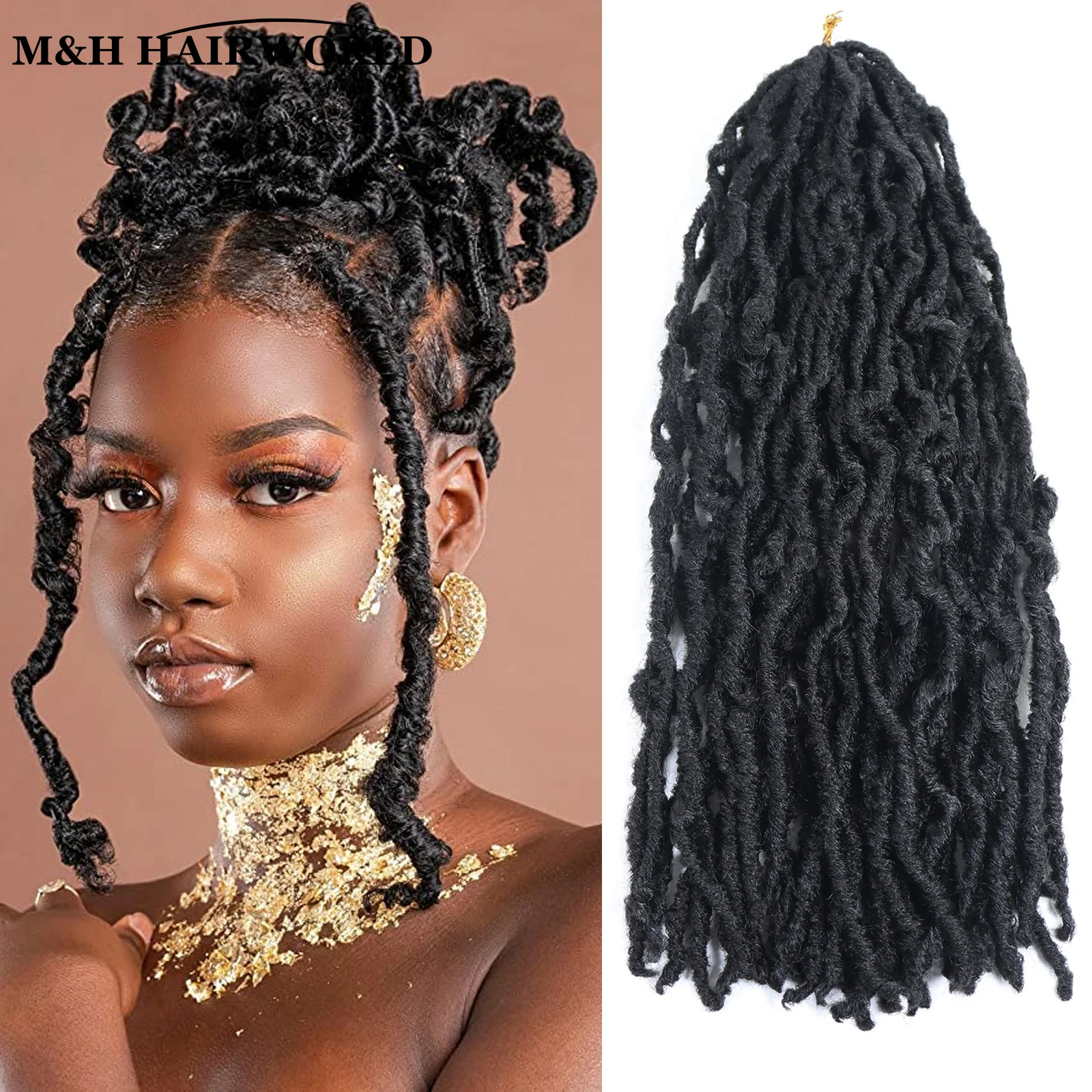 Черные искусственные косички 18 дюймов синтетические плетеные волосы Nu Locs
