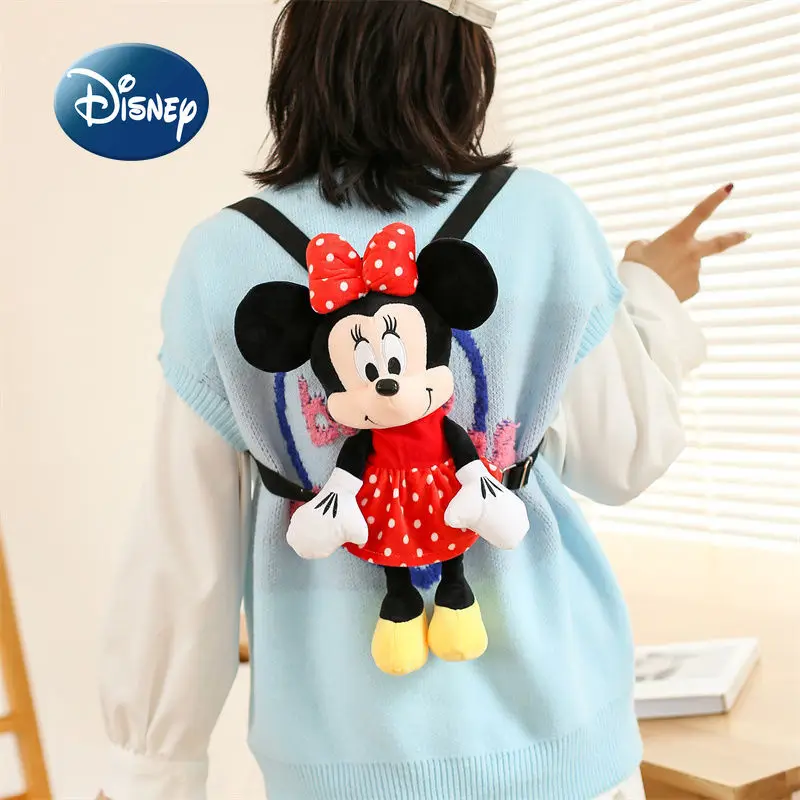 

Disney's New Student Children's Plush Backpack Cartoon Cute Mickey and Minnie Plush Backpack Mobile Phone Bag Children's Gift