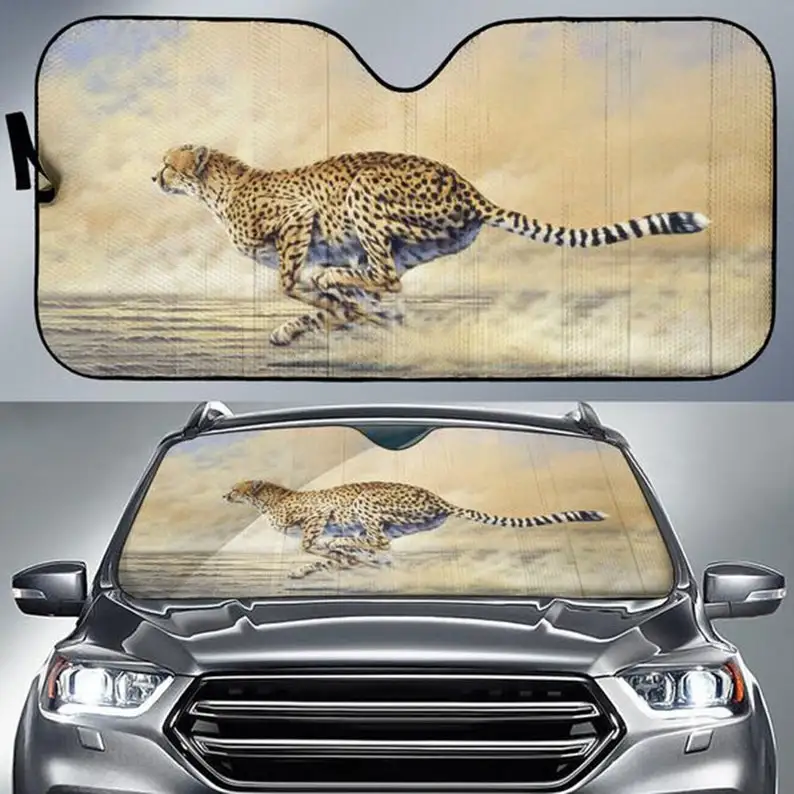 

Car Sun Shade with Cheetah Print, Cheetah Auto Sun Shade,