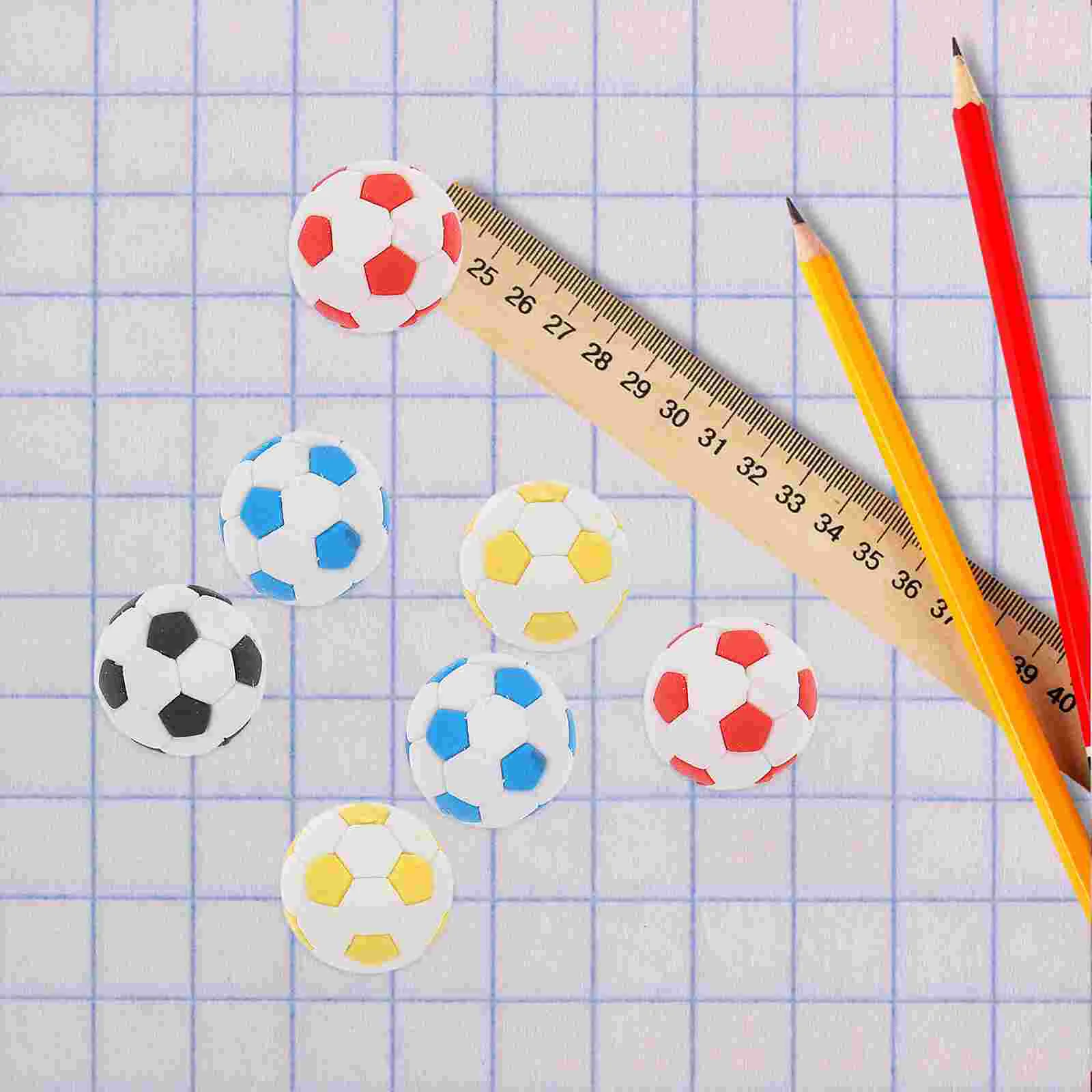 

20 Pcs Compact Kawaii Erasers Portable Mini Soccer Balls Student Supply Kids Tpr School Pupils