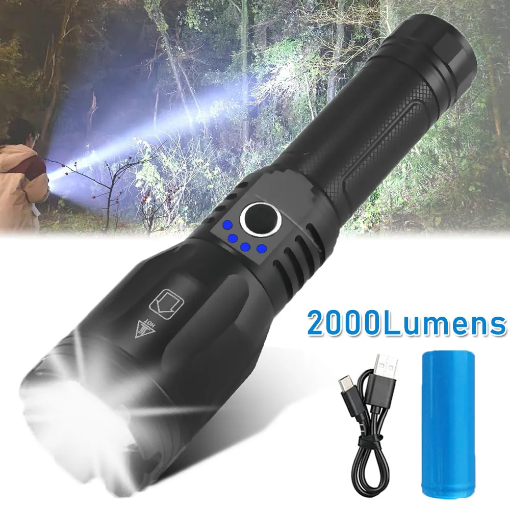 

Тактическая вспышка 2000 люмен, масштабируемая светодиодная мощсветильник вспышка, суперъяркая охотничья вспышка с зарядкой от USB