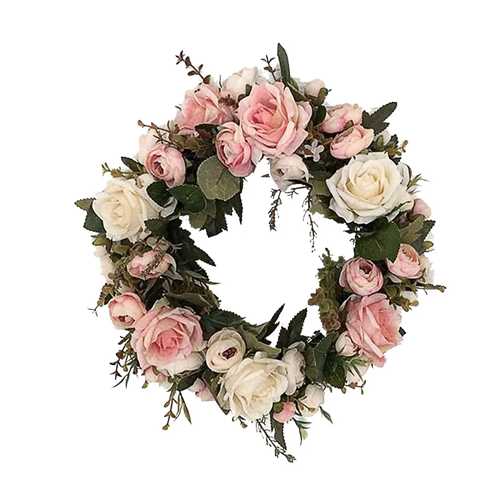 

Wall Ornament Door 13Inch Pink Wreath Wreath Small Door Wall Rose Ornament Home Decor