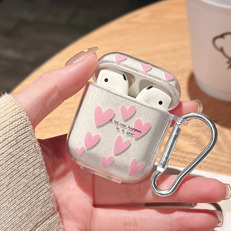 

Glitter Shiny Cartoon Soft Silicone Cover For AirPods 3 1 2 Girls Colorful Heart Earphone Charging Box For AirPods Pro 2nd Case