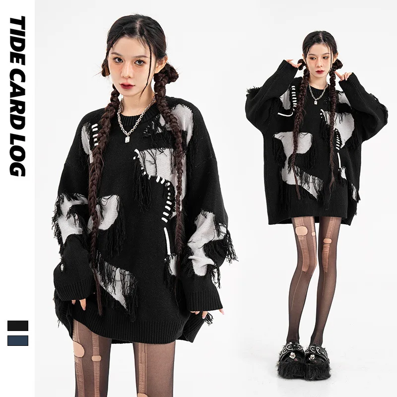 

Свитер унисекс в стиле High Street Y2k, Осень-зима, 23ss