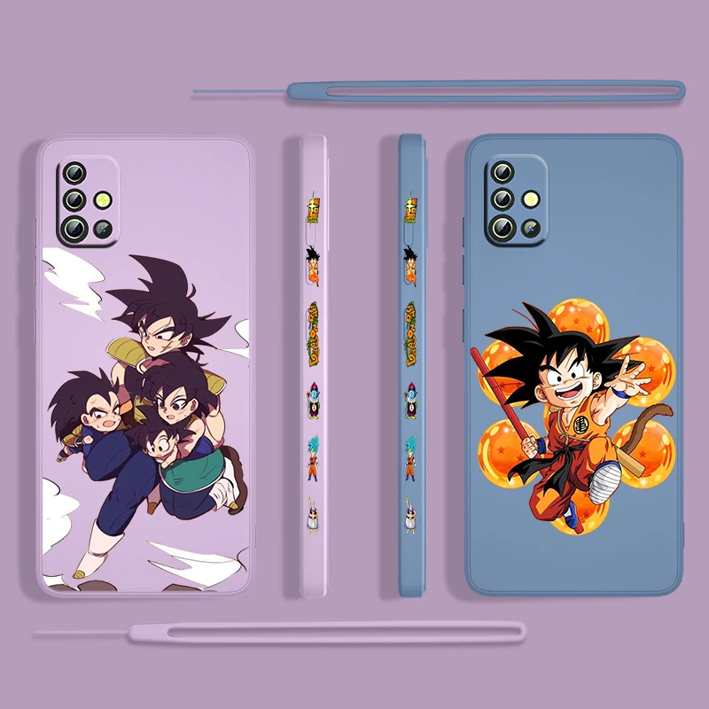 

Dragon Ball DBZ Son Goku For Samsung Galaxy A73 A53 A33 A52 A32 A22 A71 A51 A21S A03S A50 4G 5G Liquid Left Rope Phone Case Capa