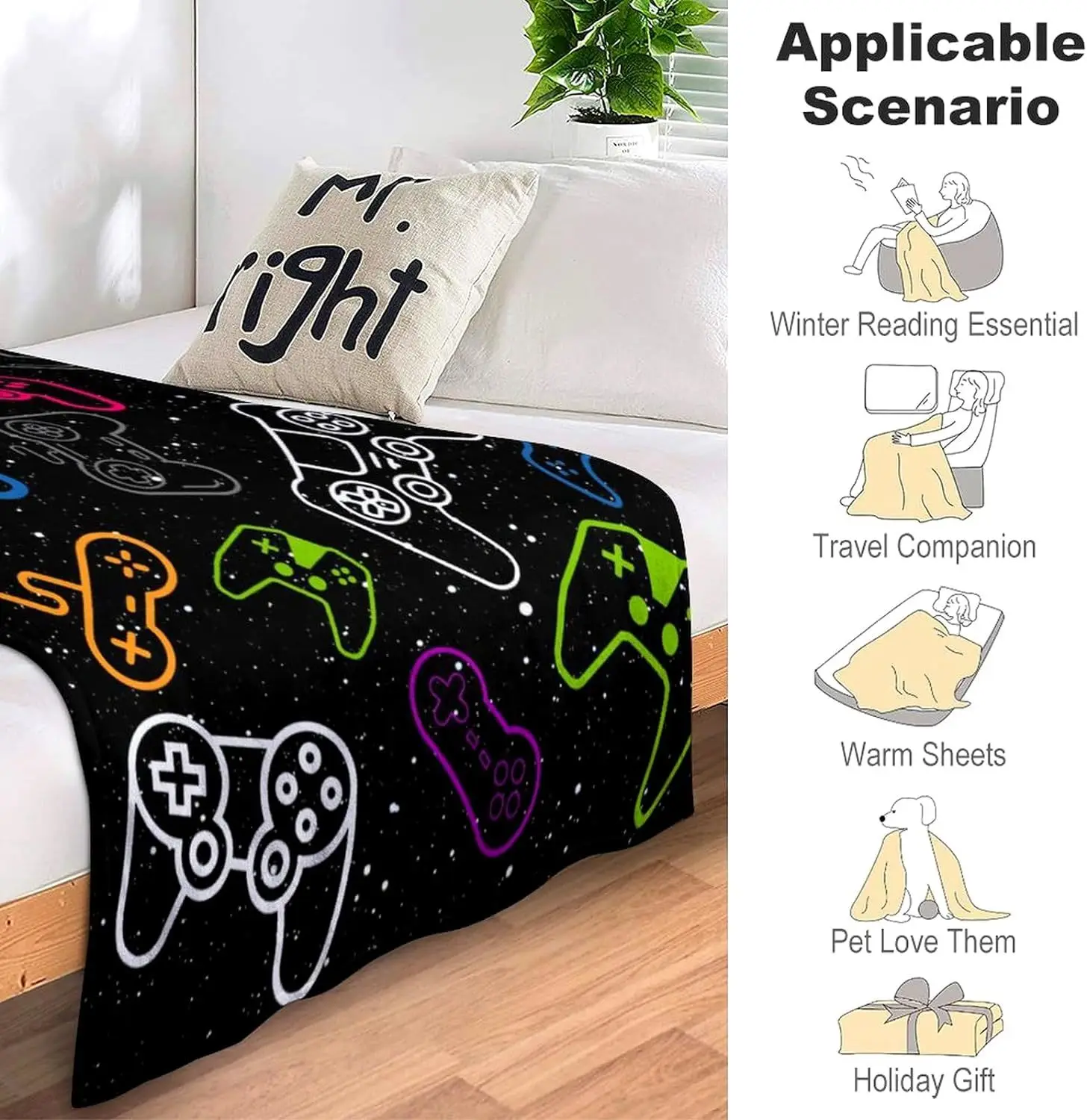 Игровое одеяло мягкий плед с фланцем для электронных игр мальчиков и девочек