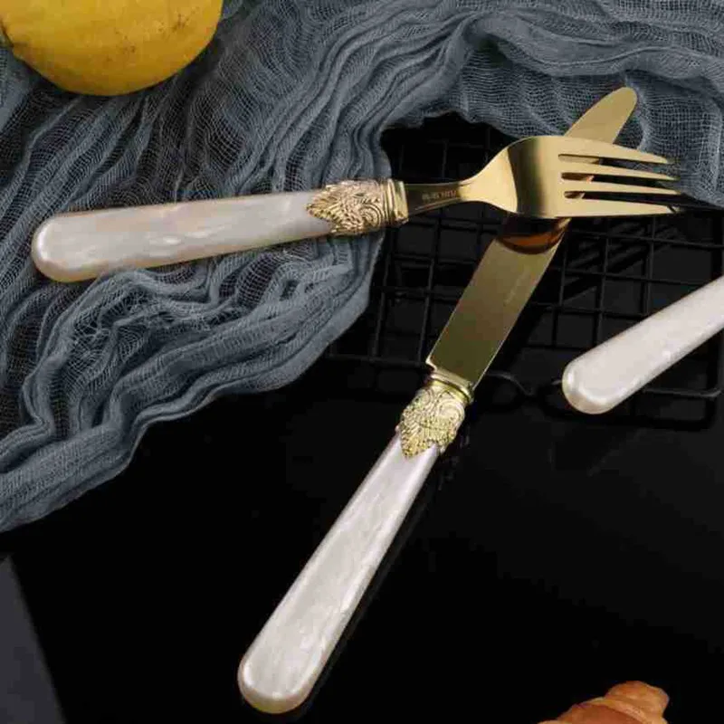 4pcs Acrylic Handle Stainless Steel Knife Fork Spoon Luxury 