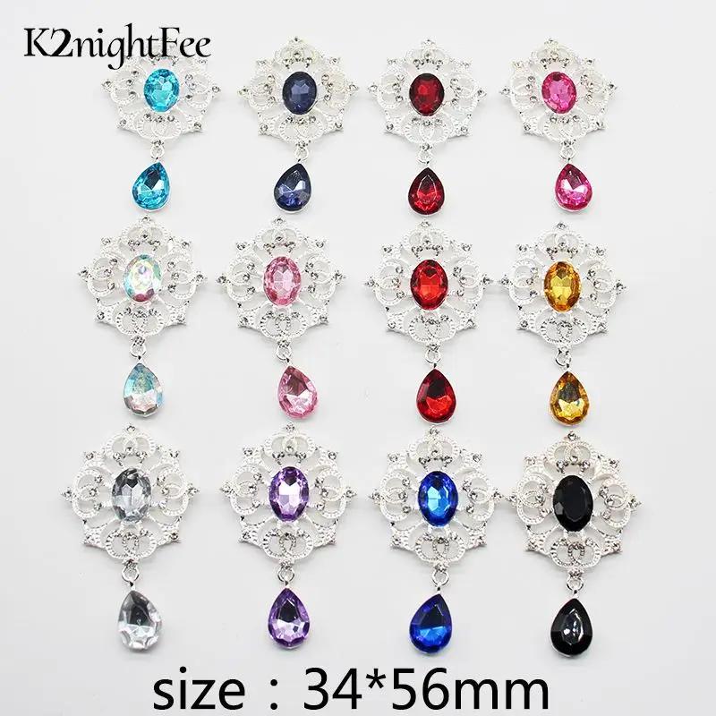 

34*56mm Flat Bottom Silver Alloy Pendant Jewelry DIY Clothing Hair Accessories Rhinestone Decoration Material