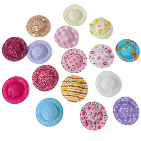 10 х Мини-шапочек из хлопка для кукол