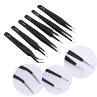 1pc6pcs esd safe anti static stainless steel tweezers set maintenance tools industrial precision curved straight repair tools